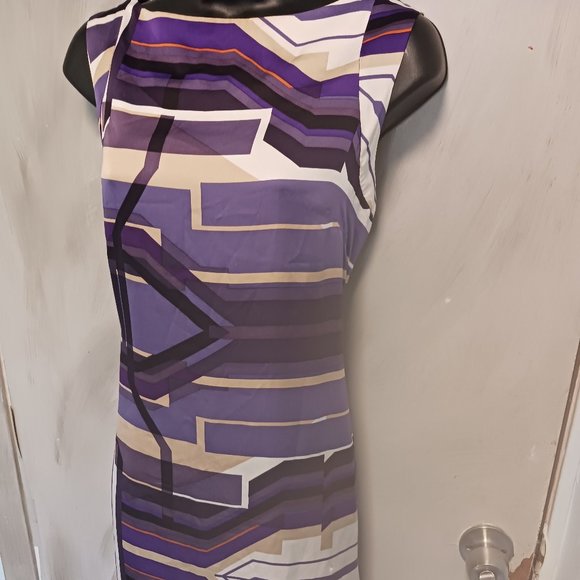 Antonio Melani Purple Silk Geo Dress - Picture 3 of 14